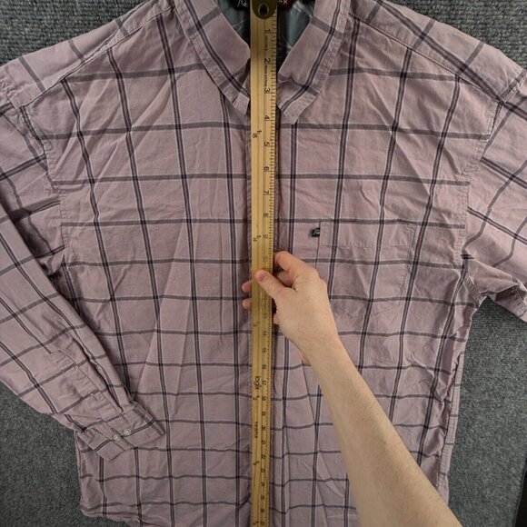 Quiksilver Button Up Shirt Long Sleeve Men Skate Surf Light Red Large Cotton - Picture 3 of 11